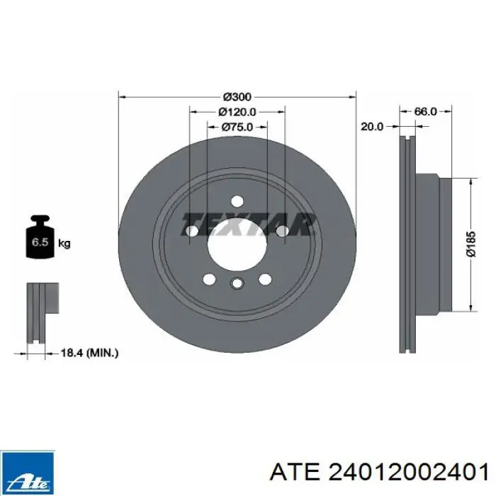 Comprar 24012002401 ATE Disco de freno trasero