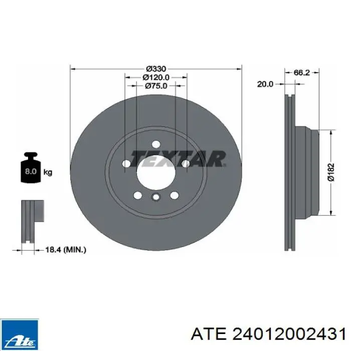 24.0120-0243.1 ATE disco de freno trasero