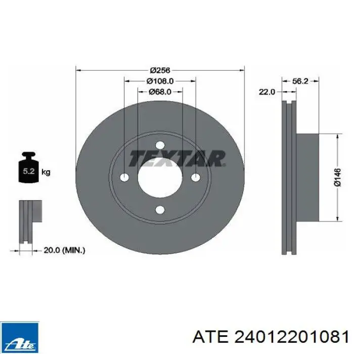 Frenos delanteros ATE 24012201081 precio, desde 43,98 EUR