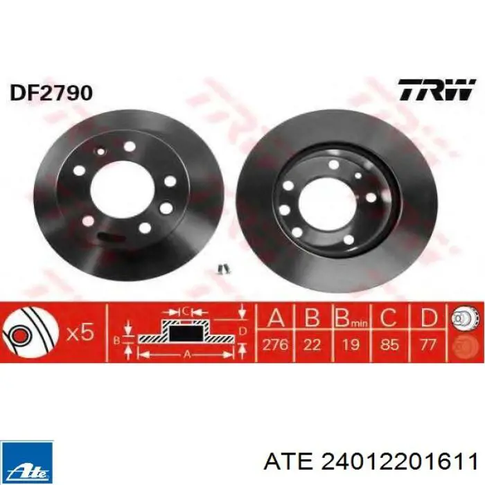 Disco de freno 24012201611 ATE