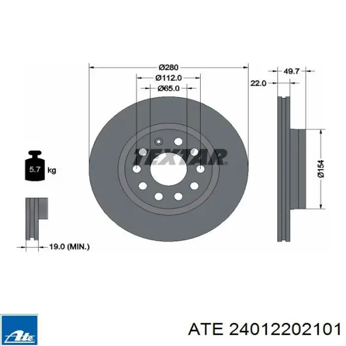 Disco de freno 24012202101 ATE