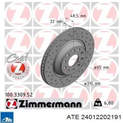 Disco de freno ATE 24012202191