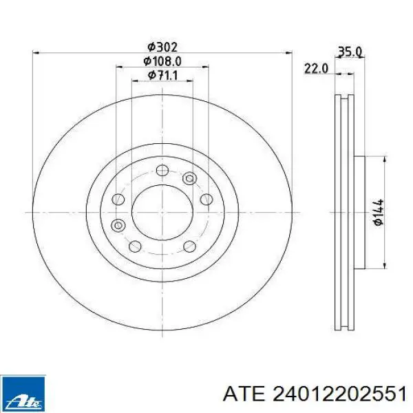 24.0122-0255.1 ATE disco de freno trasero