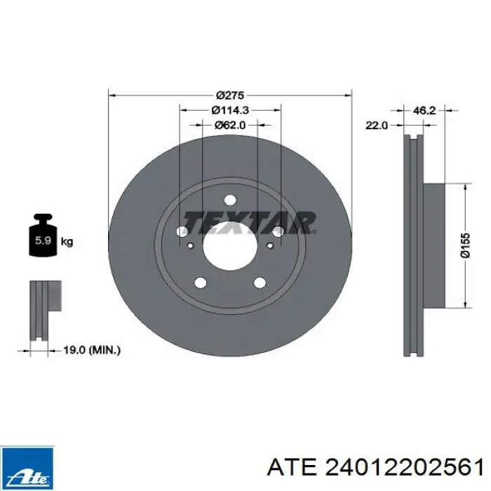 Frenos delanteros ATE 24012202561 precio, desde 54,28 EUR