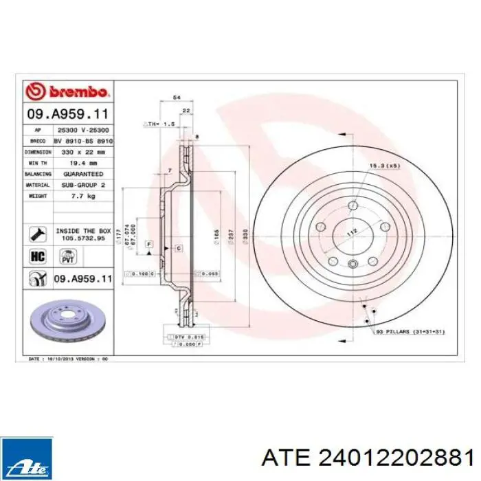 BS9396C Optimal disco de freno trasero