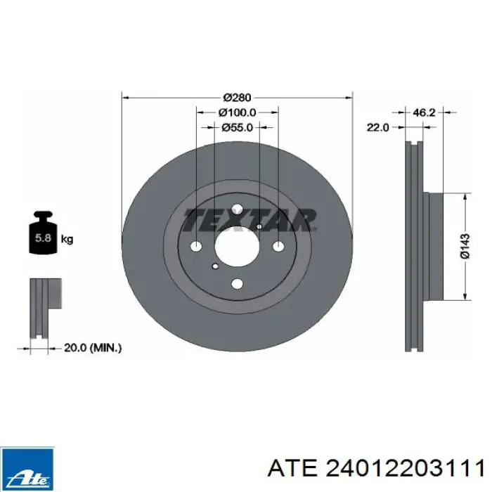 Frenos delanteros ATE 24012203111 precio, desde 50,65 EUR