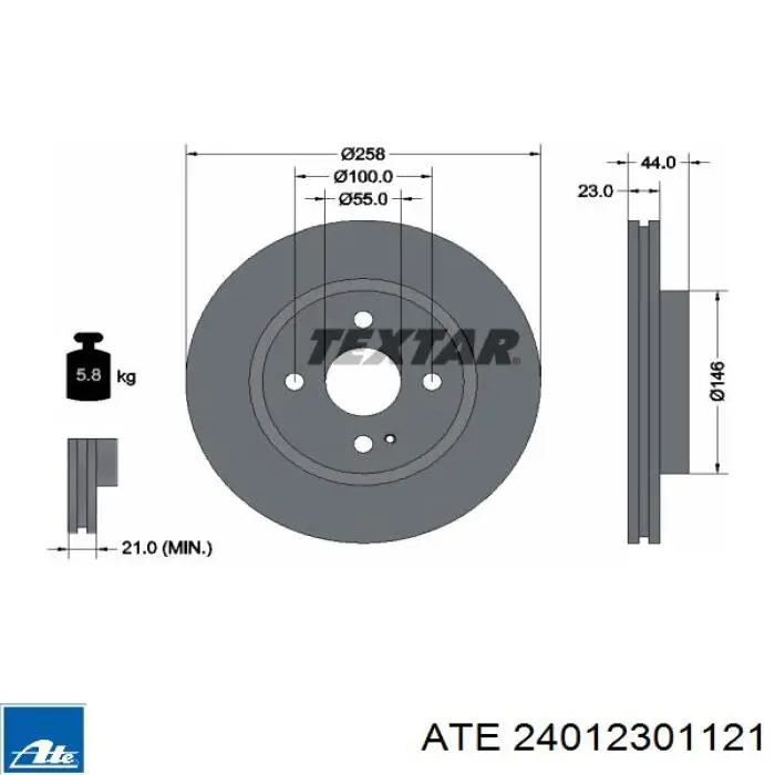24.0123-0112.1 ATE freno de disco delantero