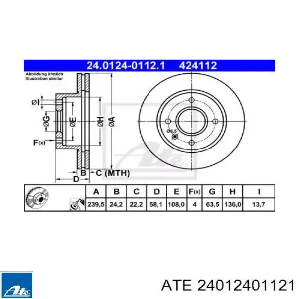 Freno de disco delantero Ford Escort 4 GAF, AWF, ABFT