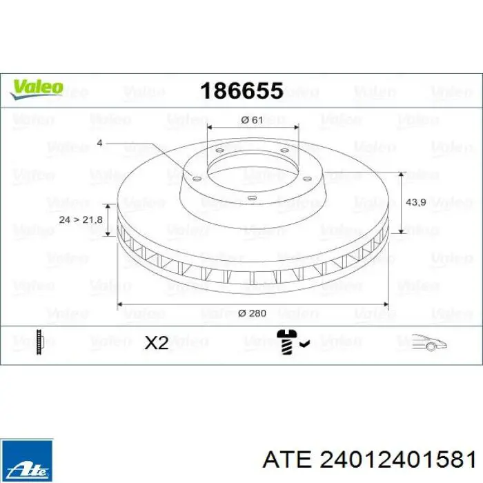 Frenos delanteros ATE 24012401581 precio, desde 125,40 EUR