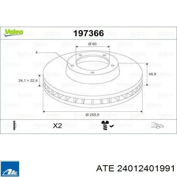Disco de freno 24012401991 ATE