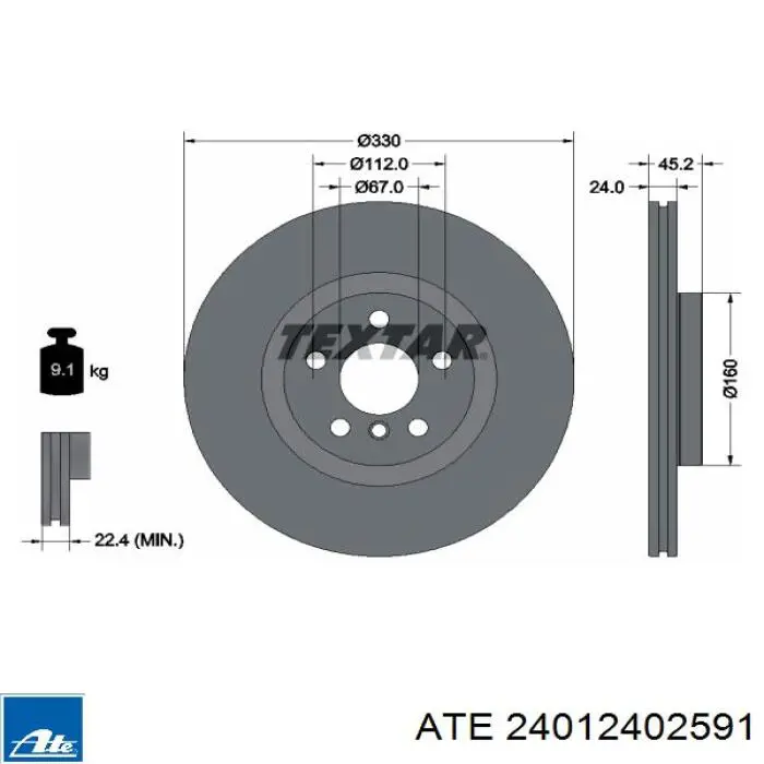 24012402591 ATE freno de disco delantero