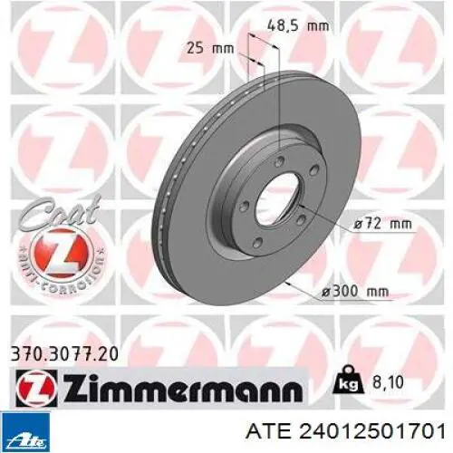 Frenos delanteros ATE 24012501701 precio, desde 43,39 EUR