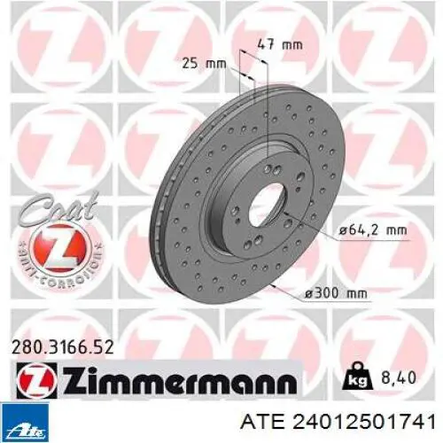 Frenos delanteros ATE 24012501741 precio, desde 42,15 EUR