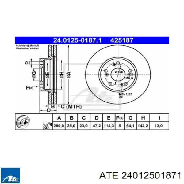 Comprar 24012501871 ATE Freno de disco delantero