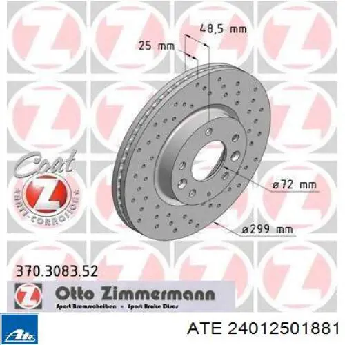 Comprar 24012501881 ATE Freno de disco delantero