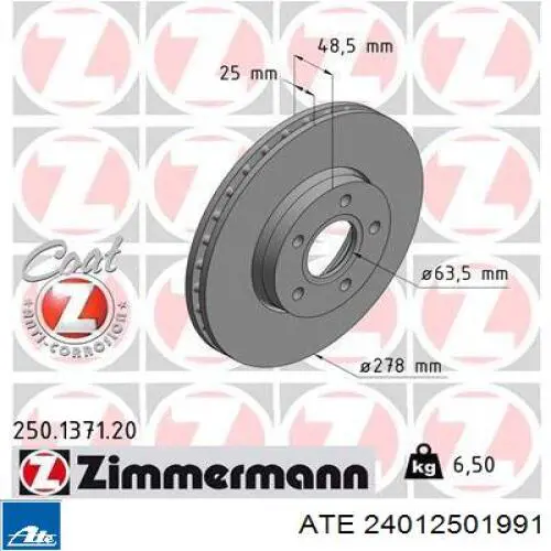 Frenos delanteros ATE 24012501991 precio, desde 34,19 EUR