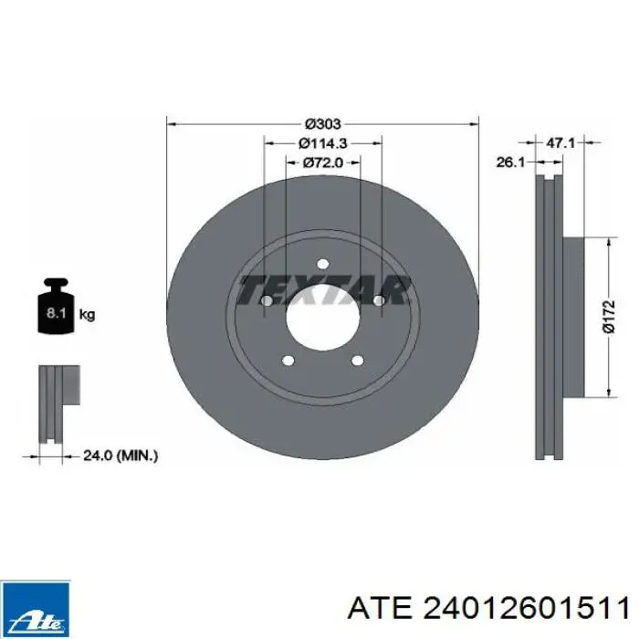 Comprar 24012601511 ATE Freno de disco delantero