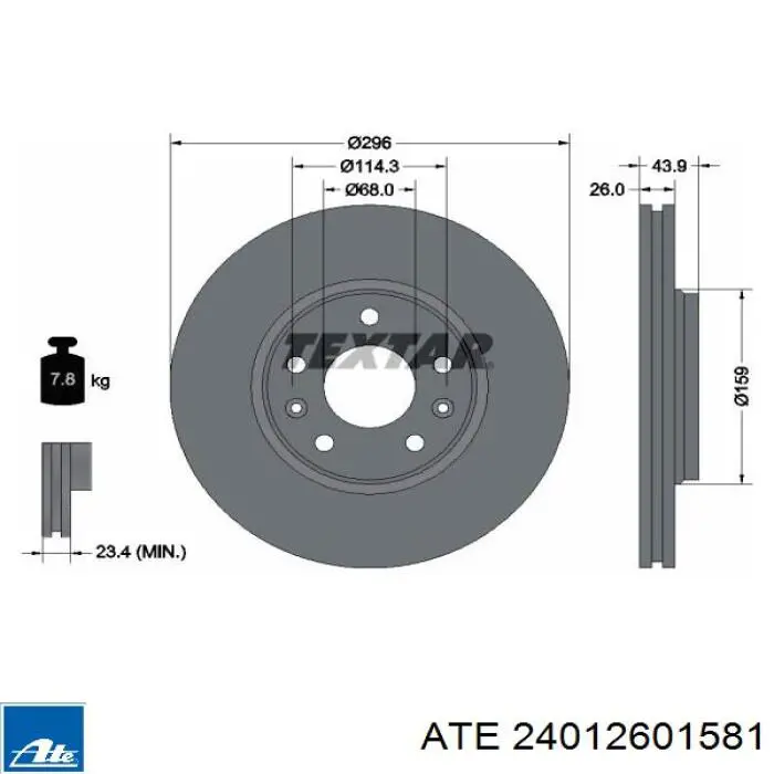 Comprar 24012601581 ATE Freno de disco delantero