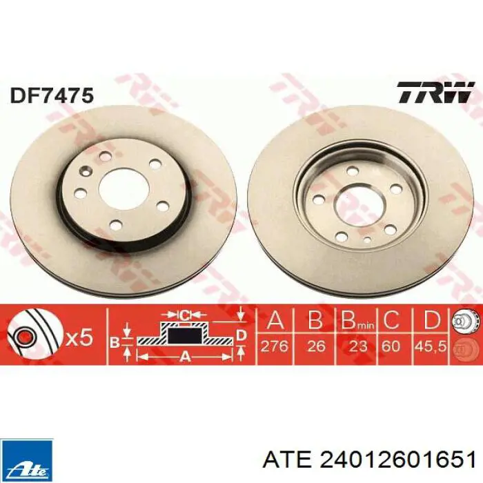 Frenos delanteros ATE 24012601651 precio, desde 42,18 EUR