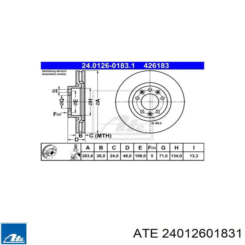 24.0126-0183.1 ATE freno de disco delantero