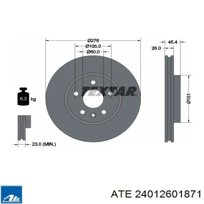 Frenos delanteros ATE 24012601871 precio, desde 49,64 EUR