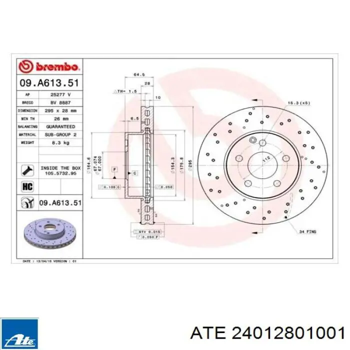 Frenos delanteros ATE 24012801001 precio, desde 45,20 EUR