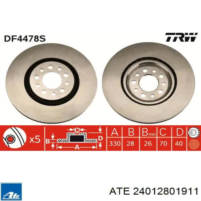 Frenos delanteros ATE 24012801911 precio, desde 61,92 EUR