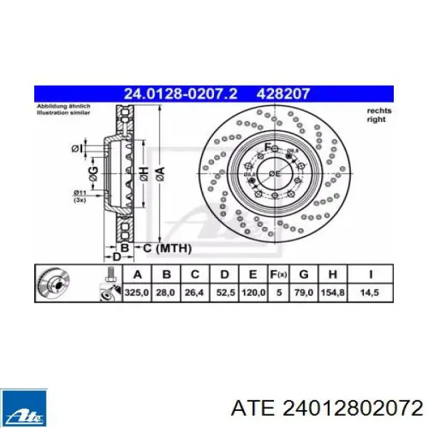 Comprar 24012802072 ATE Disco de freno trasero