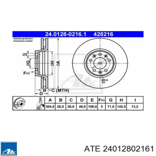Comprar 24012802161 ATE Freno de disco delantero