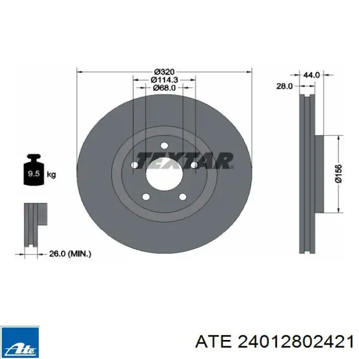 Frenos delanteros ATE 24012802421 precio, desde 53,72 EUR