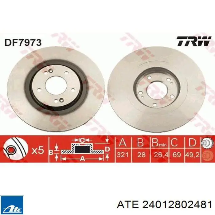 Frenos delanteros ATE 24012802481 precio, desde 59,79 EUR