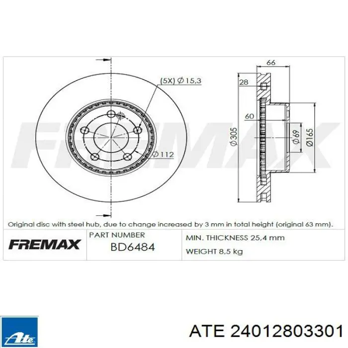 Disco de freno delantero Bremsi CD7331V