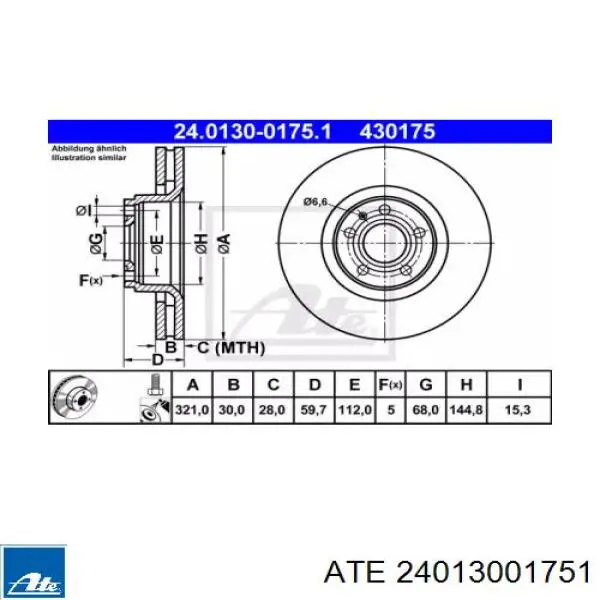 Frenos delanteros ATE 24013001751 precio, desde 60,62 EUR