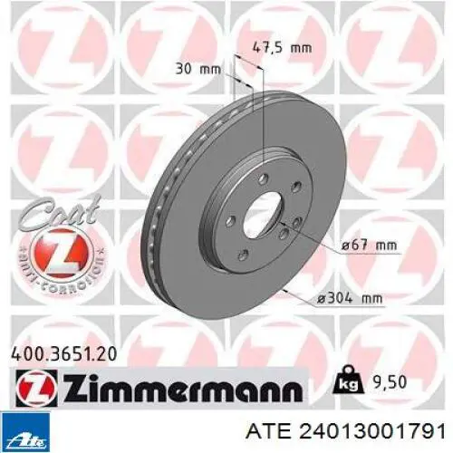 Frenos delanteros ATE 24013001791 precio, desde 74,84 EUR