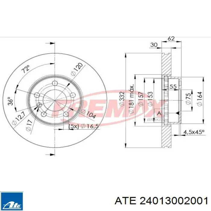 Comprar 24013002001 ATE Freno de disco delantero