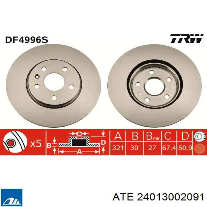 Disco de freno 24013002091 ATE