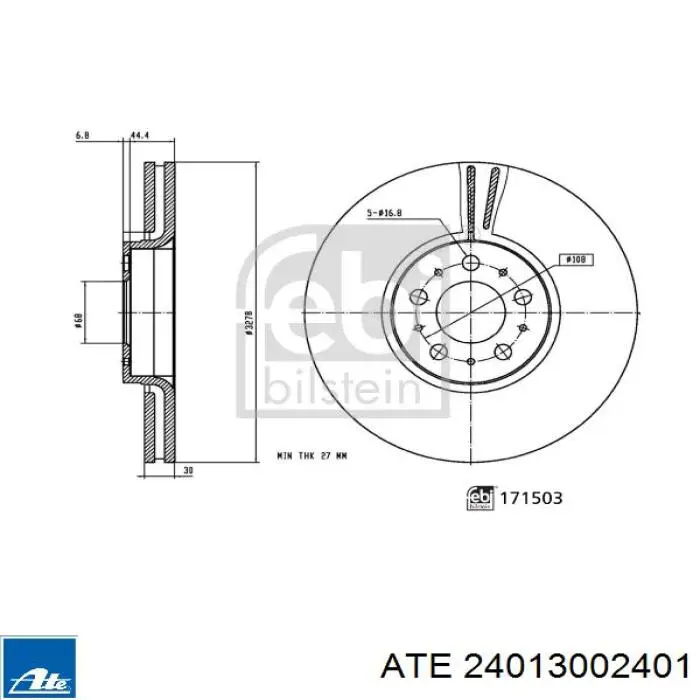 24013002401 ATE freno de disco delantero