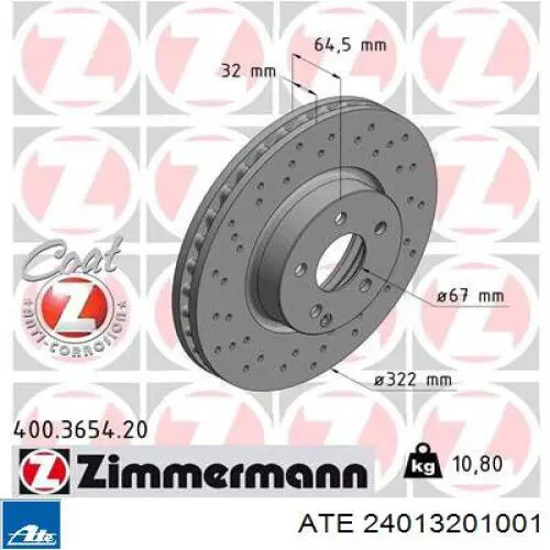Comprar 24013201001 ATE Freno de disco delantero