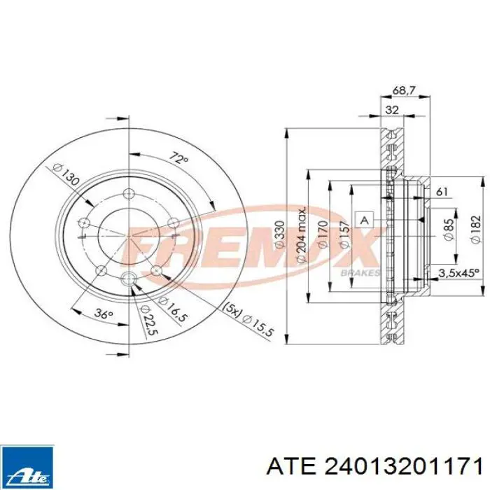 Comprar 24013201171 ATE Freno de disco delantero