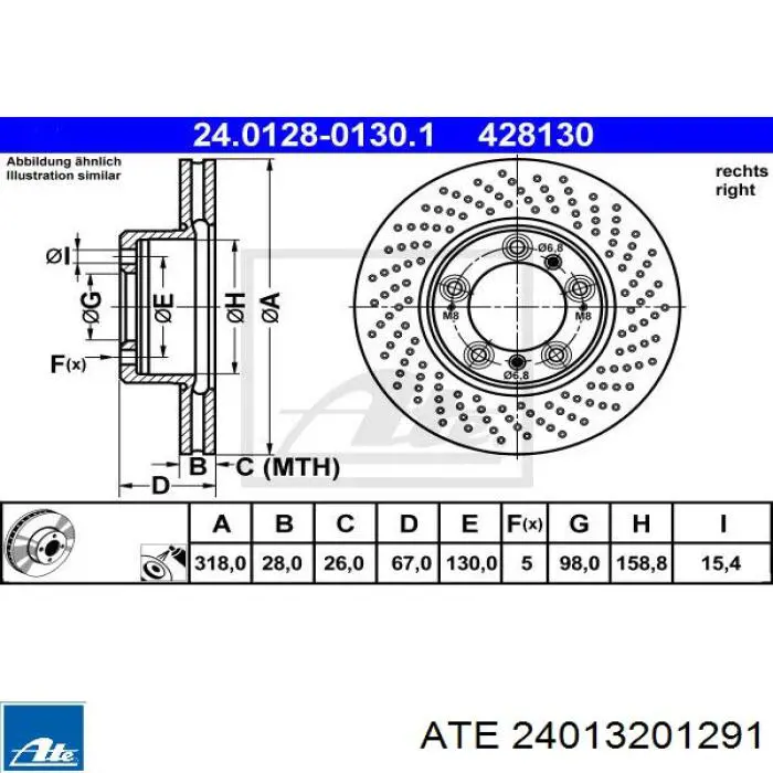 24.0132-0129.1 ATE freno de disco delantero