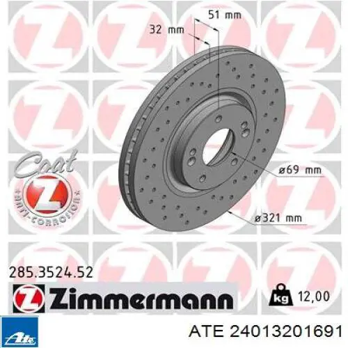 Frenos delanteros ATE 24013201691 precio, desde 97,19 EUR