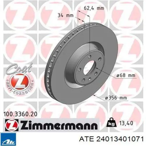 Frenos delanteros ATE 24013401071 precio, desde 115,66 EUR