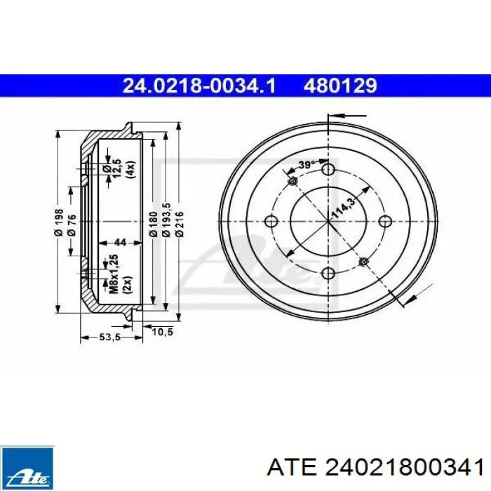 24.0218-0034.1 ATE freno de tambor trasero