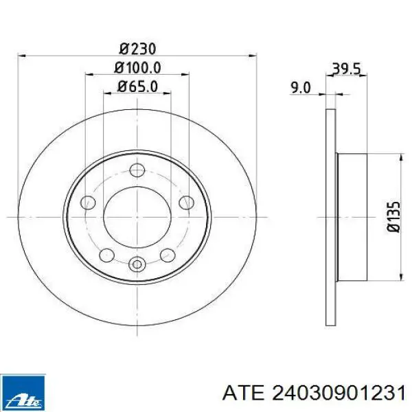 Disco de freno trasero ATE 24030901231 precio, desde 17,14 EUR