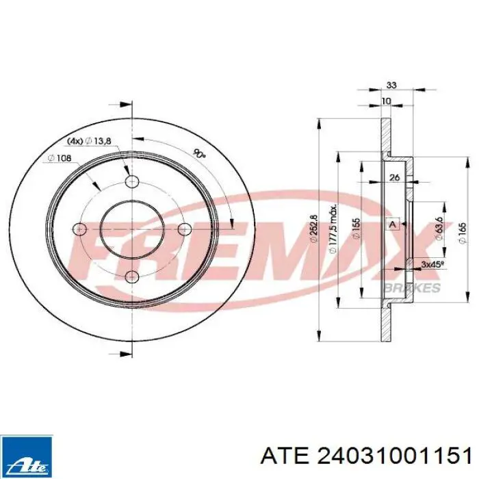 Disco de freno trasero Ford Sierra 1 GBC