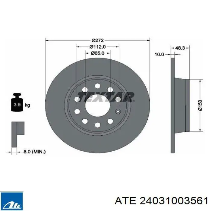 Comprar 24031003561 ATE Disco de freno trasero