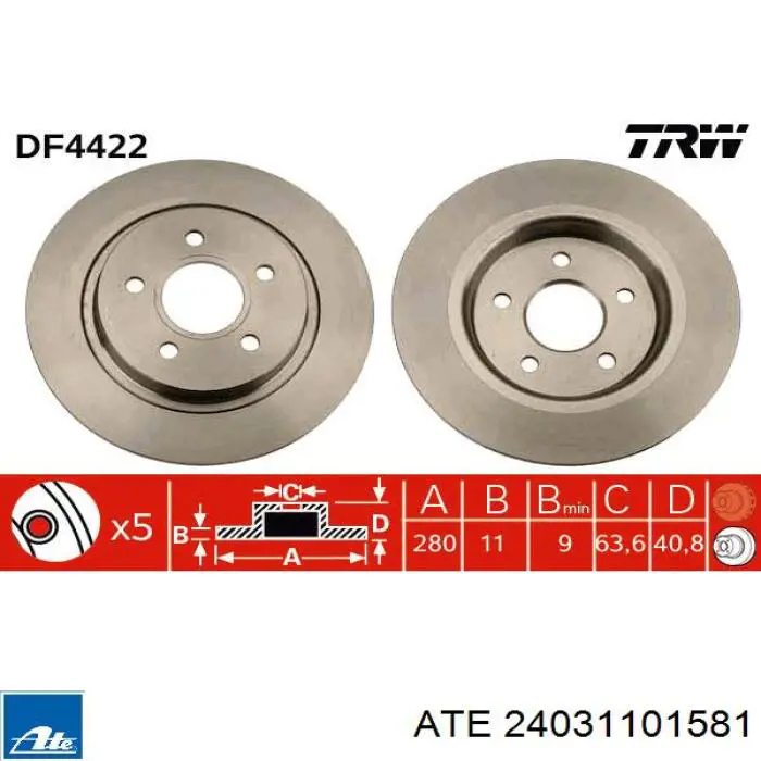 Disco de freno trasero Volvo V40 525, 526