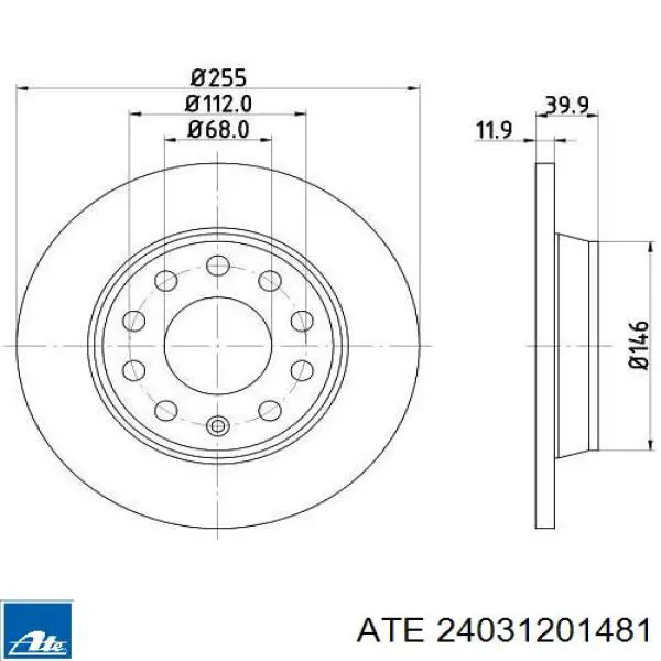 24.0312-0148.1 ATE disco de freno trasero