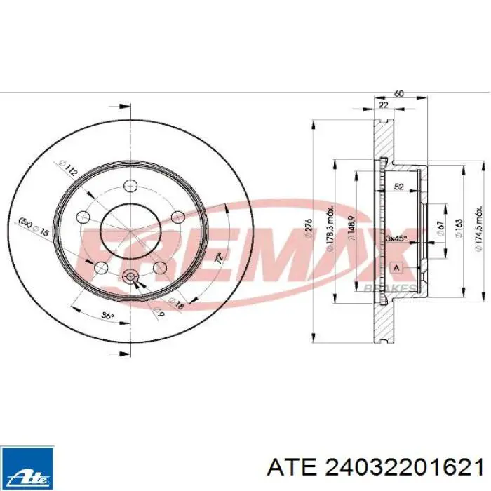 Comprar 24032201621 ATE Freno de disco delantero