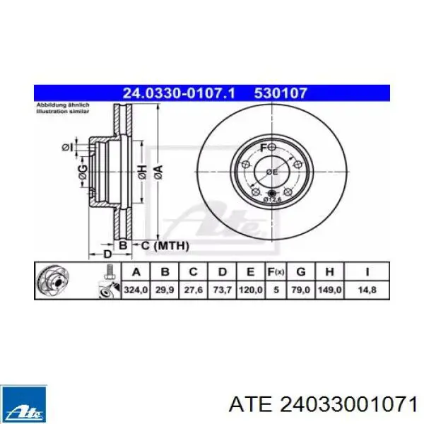 Comprar 24033001071 ATE Freno de disco delantero